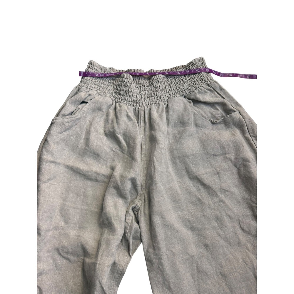 Nomad The Label Gray Sadhu French Linen Pants Smocked Wide Leg Size Large - Picture 8 of 8